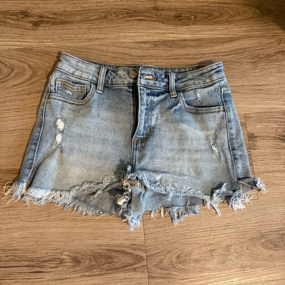 Cello Light Blue Distressed Jean Shorts